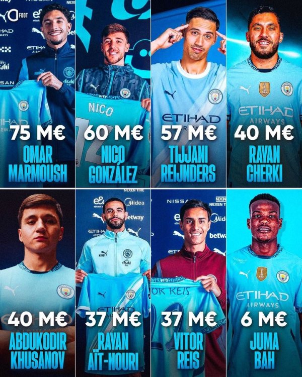 Too rich! Not half of this year, Manchester City s two transfer windows have been invested in 375 million euros